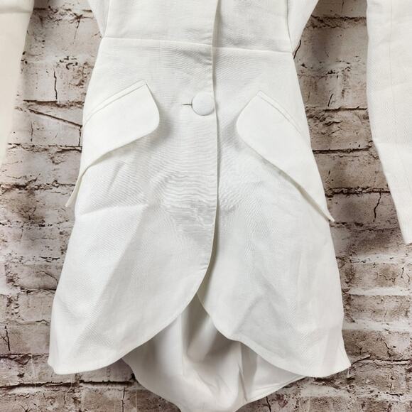 Selmacilek Waist Low-Cut Linen Jacket White Medium NWT Cut Out Open Back - Picture 6 of 11